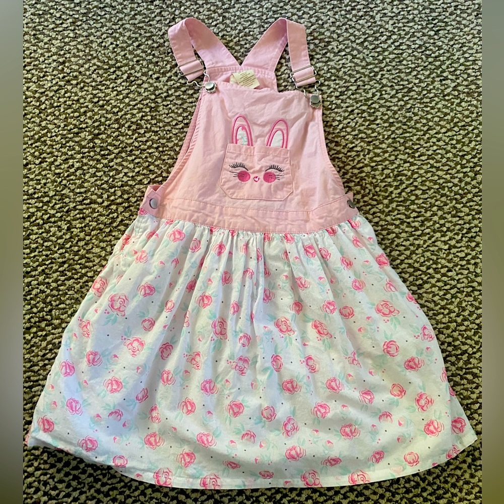 Girls rabbit overall dress
